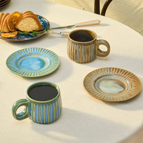 Tasse à Thé Karaca Arthur Vert & Bleu, 260 ml