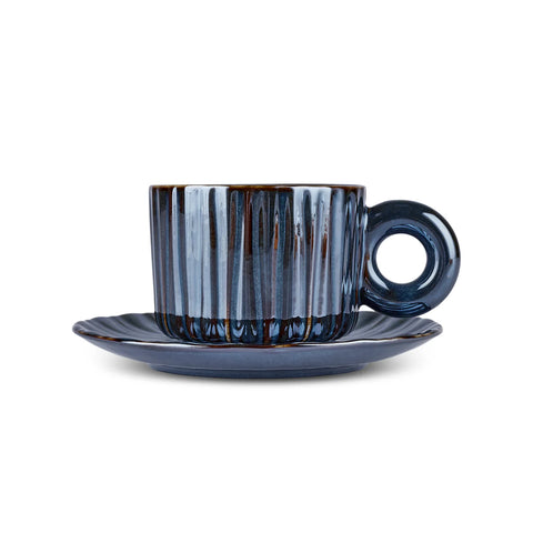 Tasse à Thé Bleu Marine Karaca Arthur Pour 2 Personnes, 260 ml