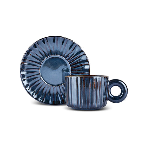 Tasse à Thé Bleu Marine Karaca Arthur Pour 2 Personnes, 260 ml