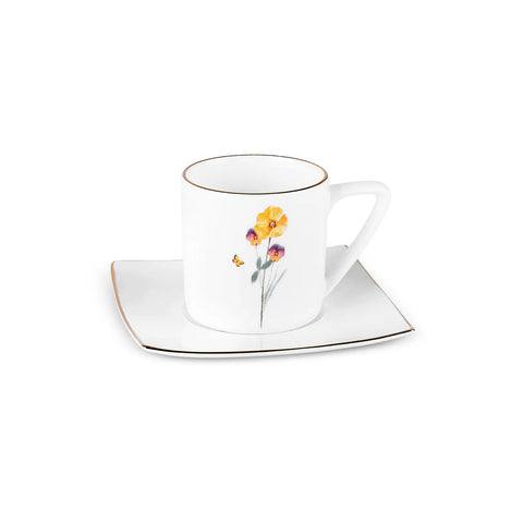 Ensemble de Tasses à Café Carrées Karaca Valencia 120 ml pour 6 Personnes