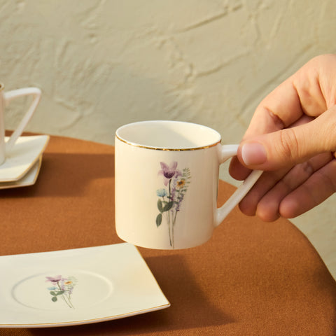 Ensemble de Tasses à Café Carrées Karaca Valencia 120 ml pour 6 Personnes