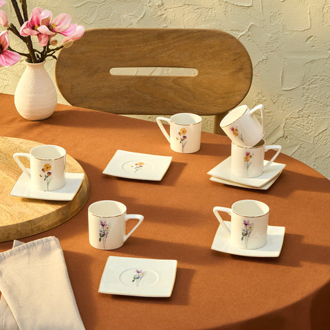 Ensemble de Tasses à Café Carrées Karaca Valencia 120 ml pour 6 Personnes