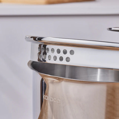 Set de casseroles en acier inoxydable avec passoire Karaca Vapor – 8 pièces
