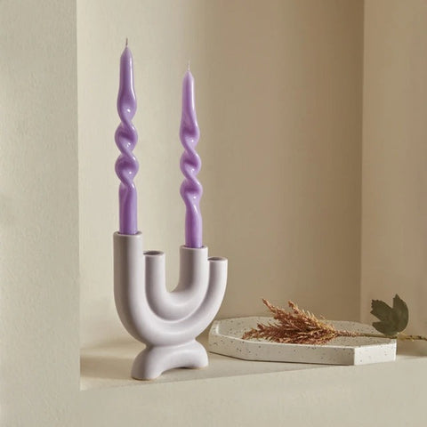 Karaca Home Burgulu Lot de 2 Bougies Pilier Lilas