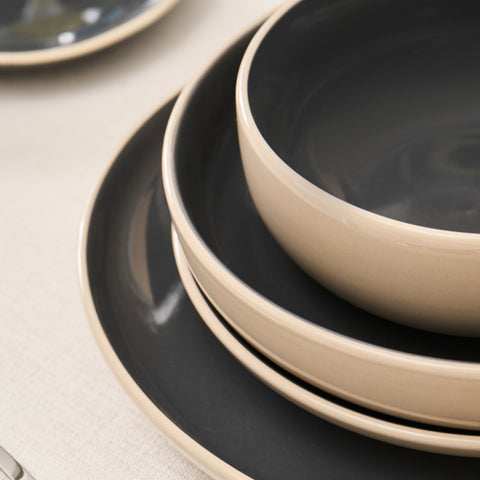 Ensemble De Vaisselle Anthracite Karaca Terra 36 Pièces Pour 8 Personnes