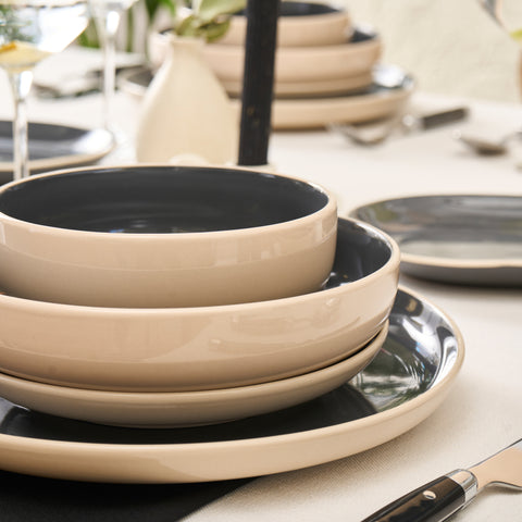 Ensemble De Vaisselle Anthracite Karaca Terra 36 Pièces Pour 8 Personnes