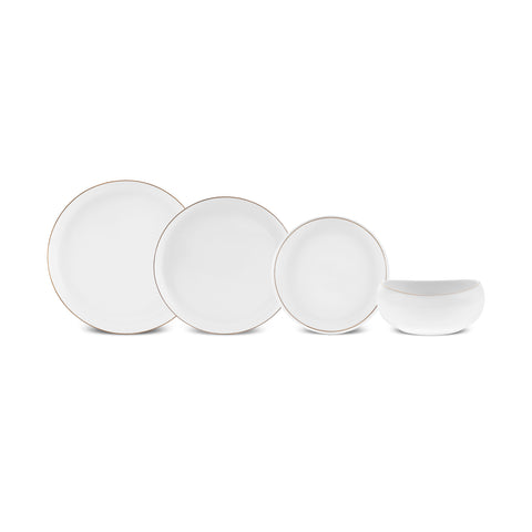 Karaca Stream Bone China Hole Gold Service de Table 24 Pièces pour 6 Personnes, Multicolore
