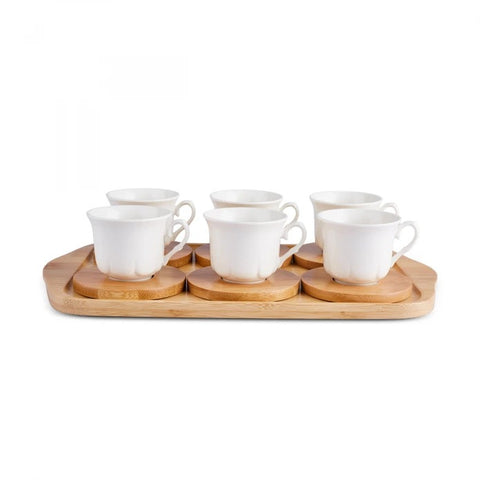 Plateau en bambou Karaca Set de 6 tasses à café pour personnes, 90 ml