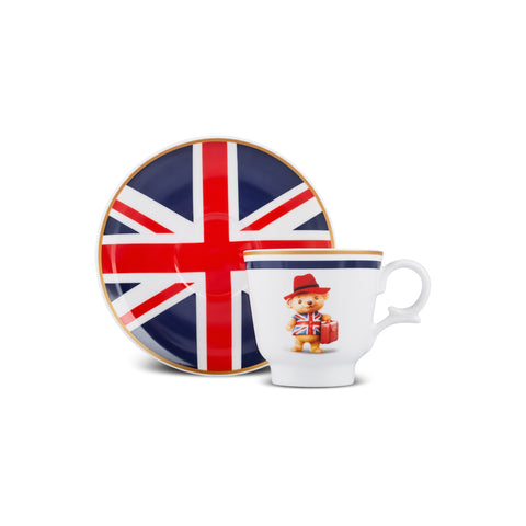 Karaca London Set de 4 tasses à espresso / café turc en Bone China pour 2 personnes, 80 ml, multicolore