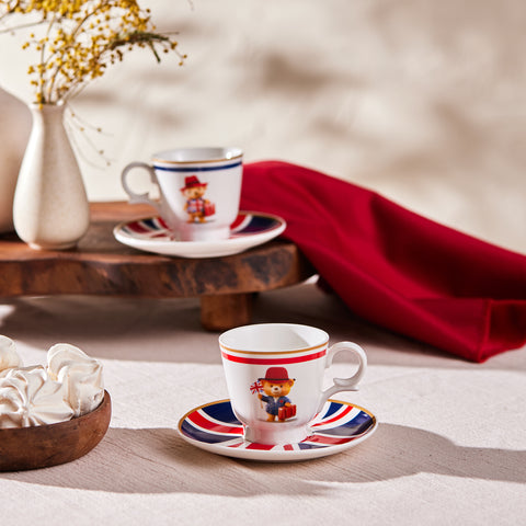 Karaca London Set de 4 tasses à espresso / café turc en Bone China pour 2 personnes, 80 ml, multicolore