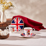 Karaca London Set de 4 tasses à espresso / café turc en Bone China pour 2 personnes, 80 ml, multicolore