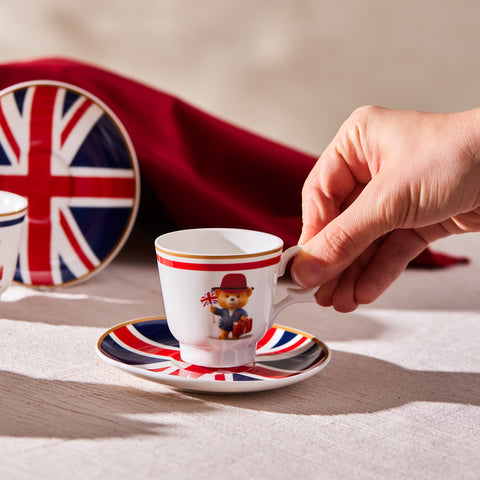 Karaca London Set de 4 tasses à espresso / café turc en Bone China pour 2 personnes, 80 ml, multicolore