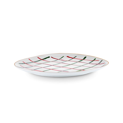 Karaca New Year Assiette à Gâteau Rayée 25 Kokina 20,5 cm
