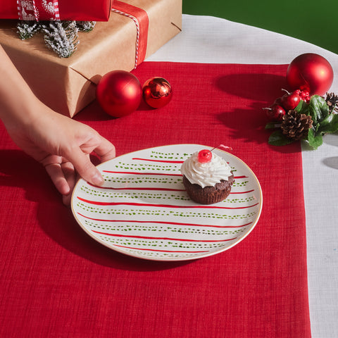 Karaca New Year Assiette à Gâteau Verte à Pois 25 Kokina 20,5 cm