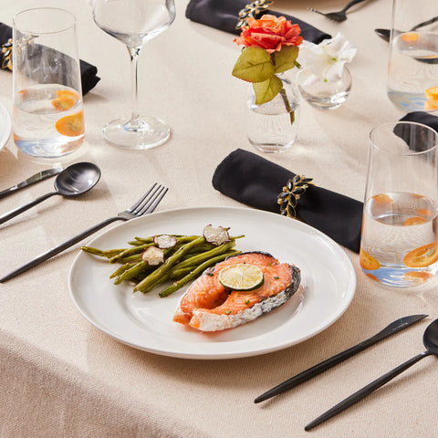 Service de Table Karaca Streamline Selene 24 Pièces en Porcelaine Fine pour 6 Personnes, Blanc