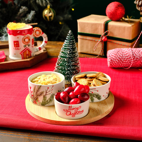 Karaca New Year Snack en Bambou Kokina Set de 3 Bols