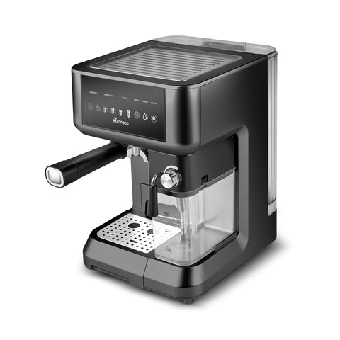 Karaca MyCaffe Barista S10 Machine à Espresso Automatique avec Réservoir à Lait Intégré – Espresso, Latte et Cappuccino – Matte Black