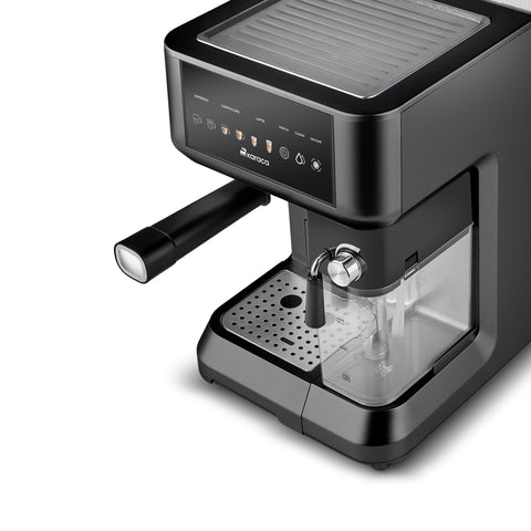Karaca MyCaffe Barista S10 Machine à Espresso Automatique avec Réservoir à Lait Intégré – Espresso, Latte et Cappuccino – Matte Black