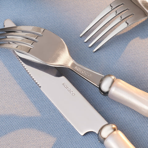 Karaca Ember Service de Couverts pour 6 Personnes, 24 Pièces, Crème