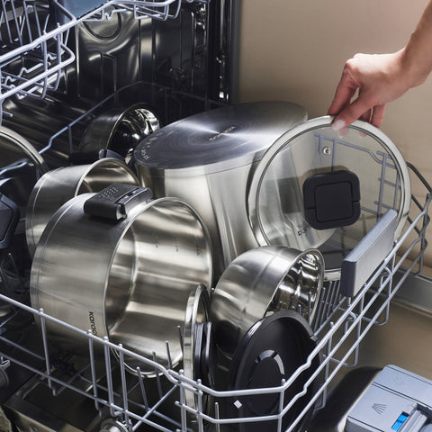 Karaca Aşiyan – Batterie de cuisine 10 pièces en acier inoxydable avec poignées rabattables