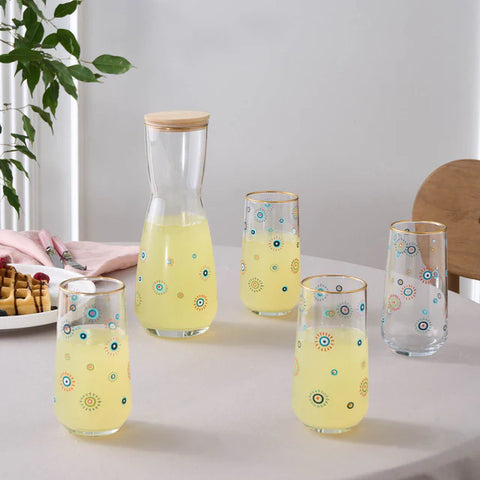 Karaca Ensemble de 5 Verres en Verre avec Figurine de L'œil Turc