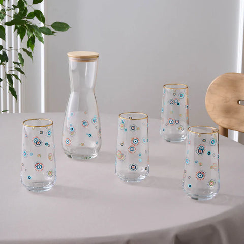 Karaca Ensemble de 5 Verres en Verre avec Figurine de L'œil Turc