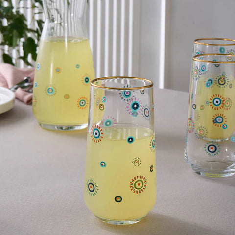 Karaca Ensemble de 5 Verres en Verre avec Figurine de L'œil Turc