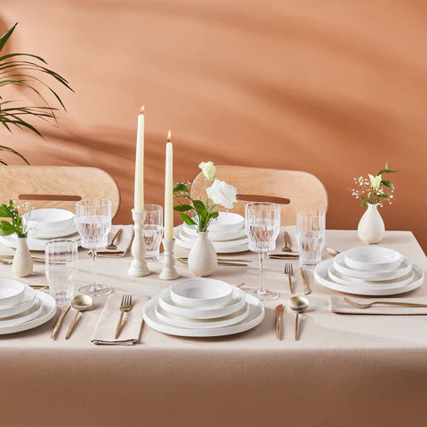 Karaca Streamline New Saturn Service De Table Blanc 24 Pièces, 6 Personnes