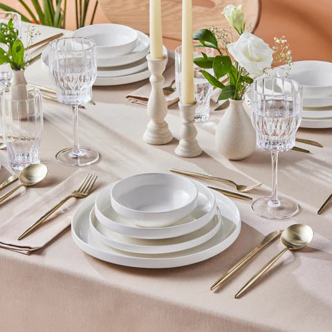 Karaca Streamline New Saturn Service De Table Blanc 24 Pièces, 6 Personnes