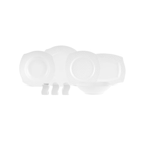 Karaca Square Bone Fancy, Service de Table 53 Pièces pour 12 Personnes