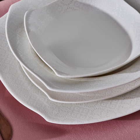 Karaca Square Bone Fancy, Service de Table 53 Pièces pour 12 Personnes