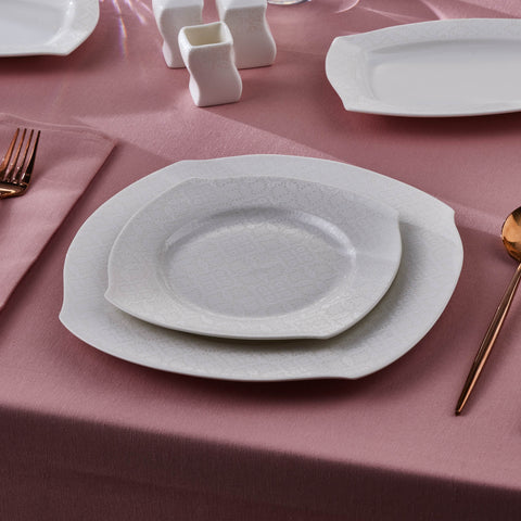 Karaca Square Bone Fancy, Service de Table 53 Pièces pour 12 Personnes