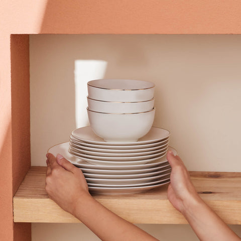 Karaca Elegance Bone Esbelto – Service de table Gold 53 pièces pour 12 personnes