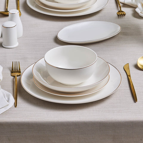 Karaca Elegance Bone Esbelto – Service de table Gold 53 pièces pour 12 personnes