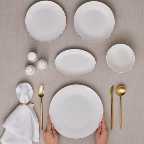 Karaca Elegance Bone Esbelto – Service de table Gold 53 pièces pour 12 personnes