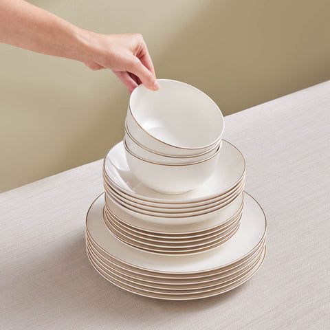 Karaca Elegance Bone Esbelto – Service de table Gold 53 pièces pour 12 personnes