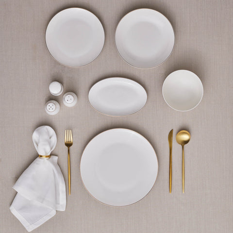 Karaca Elegance Bone Esbelto – Service de table Gold 53 pièces pour 12 personnes