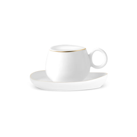 Karaca Streamline Tribe, Service de 2 Tasses à Café, Blanc et Or