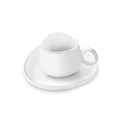 Karaca Streamline Tribe, Service de 2 Tasses à Café, Blanc et Or