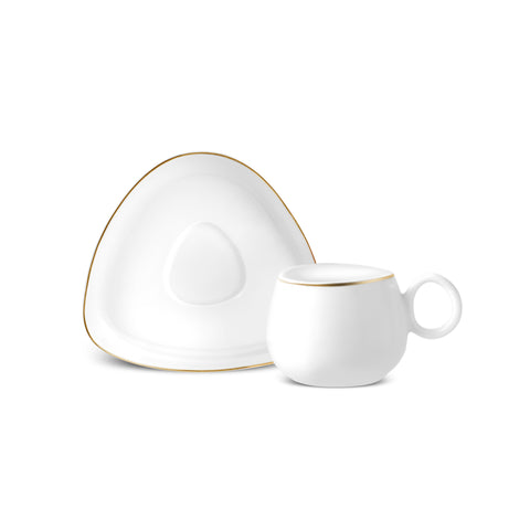 Karaca Streamline Tribe, Service de 2 Tasses à Café, Blanc et Or
