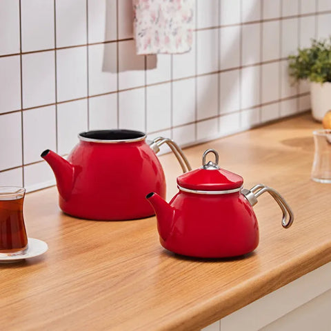 Service de théière en émail Karaca Loreto – Rouge