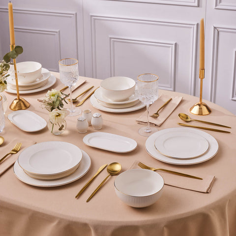 Karaca Elegance Bone Massimo, Service de Table 53 Pièces pour 12 Personnes, Doré