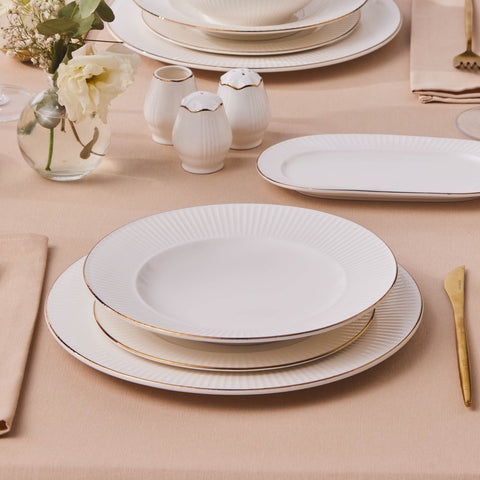 Karaca Elegance Bone Massimo, Service de Table 53 Pièces pour 12 Personnes, Doré