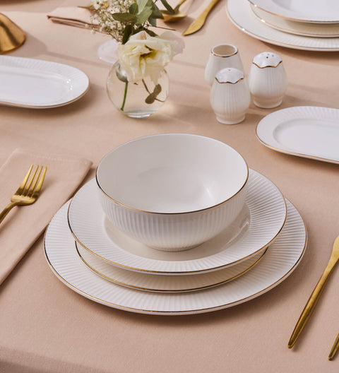 Karaca Elegance Bone Massimo, Service de Table 53 Pièces pour 12 Personnes, Doré