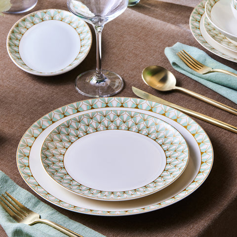 Karaca Forever Bone Emerald Service de Table 53 Pièces pour 12 Personnes