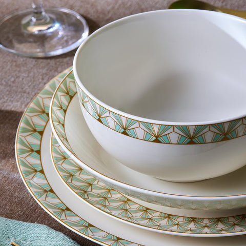 Karaca Forever Bone Emerald Service de Table 53 Pièces pour 12 Personnes