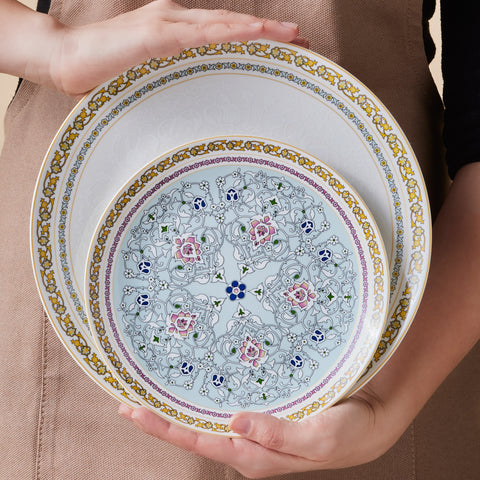 Karaca Forever Bone Artiste - Service 53 Pièces Porcelaine Bone China Pour 12 Personnes, Blanc Élégant & Complet