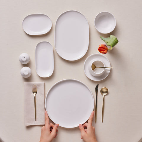 Karaca Stream Bone Meridian Service Petit-Déjeuner 34 Pièces pour 6 Personnes – Blanc