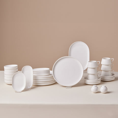 Karaca Stream Bone Meridian Service Petit-Déjeuner 34 Pièces pour 6 Personnes – Blanc