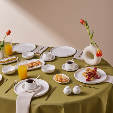 Karaca Stream Bone Meridian Service Petit-Déjeuner 34 Pièces pour 6 Personnes – Blanc